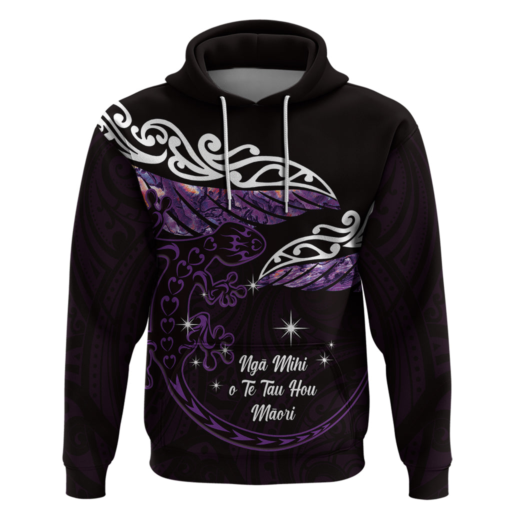 New Zealand Matariki Zip Hoodie Maori New Year Silver Fern And Lizard - Purple LT14 Pullover Hoodie Purple - Polynesian Pride