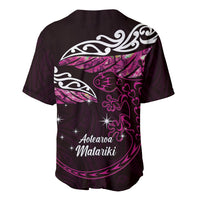 New Zealand Matariki Baseball Jersey Maori New Year Silver Fern And Lizard - Pink LT14 - Polynesian Pride