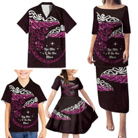 New Zealand Matariki Family Matching Puletasi and Hawaiian Shirt Maori New Year Silver Fern And Lizard - Pink LT14 - Polynesian Pride