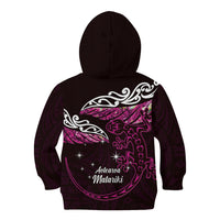 New Zealand Matariki Kid Hoodie Maori New Year Silver Fern And Lizard - Pink LT14 - Polynesian Pride