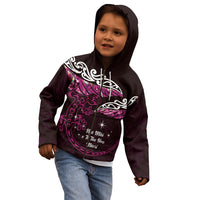 New Zealand Matariki Kid Hoodie Maori New Year Silver Fern And Lizard - Pink LT14 - Polynesian Pride