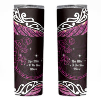 New Zealand Matariki Skinny Tumbler Maori New Year Silver Fern And Lizard - Pink LT14 Pink - Polynesian Pride