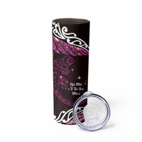 New Zealand Matariki Skinny Tumbler Maori New Year Silver Fern And Lizard - Pink LT14 - Polynesian Pride
