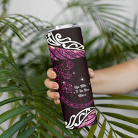 New Zealand Matariki Skinny Tumbler Maori New Year Silver Fern And Lizard - Pink LT14 - Polynesian Pride