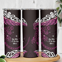 New Zealand Matariki Skinny Tumbler Maori New Year Silver Fern And Lizard - Pink LT14 - Polynesian Pride