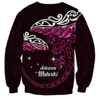 New Zealand Matariki Sweatshirt Maori New Year Silver Fern And Lizard - Pink LT14 - Polynesian Pride
