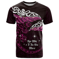 New Zealand Matariki T Shirt Maori New Year Silver Fern And Lizard - Pink LT14 Pink - Polynesian Pride