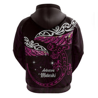 New Zealand Matariki Zip Hoodie Maori New Year Silver Fern And Lizard - Pink LT14 - Polynesian Pride