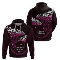 New Zealand Matariki Zip Hoodie Maori New Year Silver Fern And Lizard - Pink LT14 - Polynesian Pride