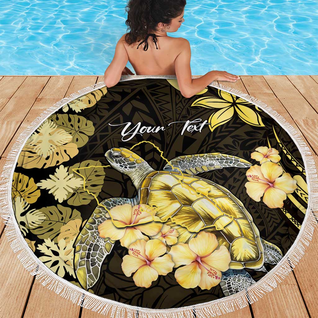 Personalised Aloha Hawaii Oahu Island Beach Blanket Gathering Place Sea Turtle Ilima Flowers LT14 - Polynesian Pride
