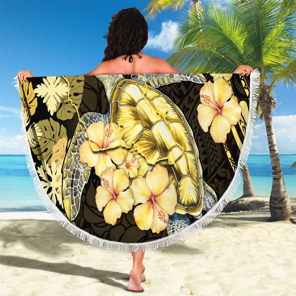 Personalised Aloha Hawaii Oahu Island Beach Blanket Gathering Place Sea Turtle Ilima Flowers LT14 - Polynesian Pride