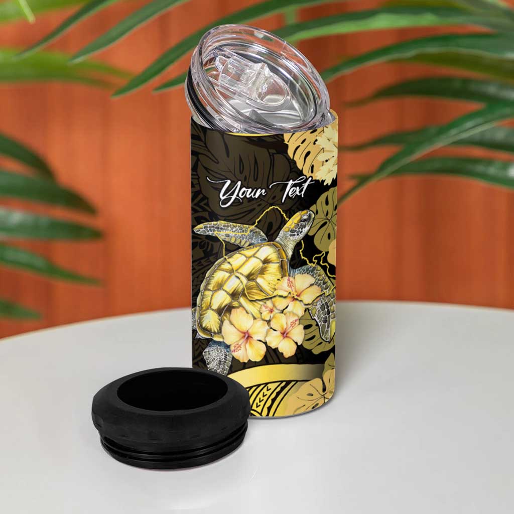 Personalised Aloha Hawaii Oahu Island 4 in 1 Can Cooler Tumbler Gathering Place Sea Turtle Ilima Flowers LT14 - Polynesian Pride