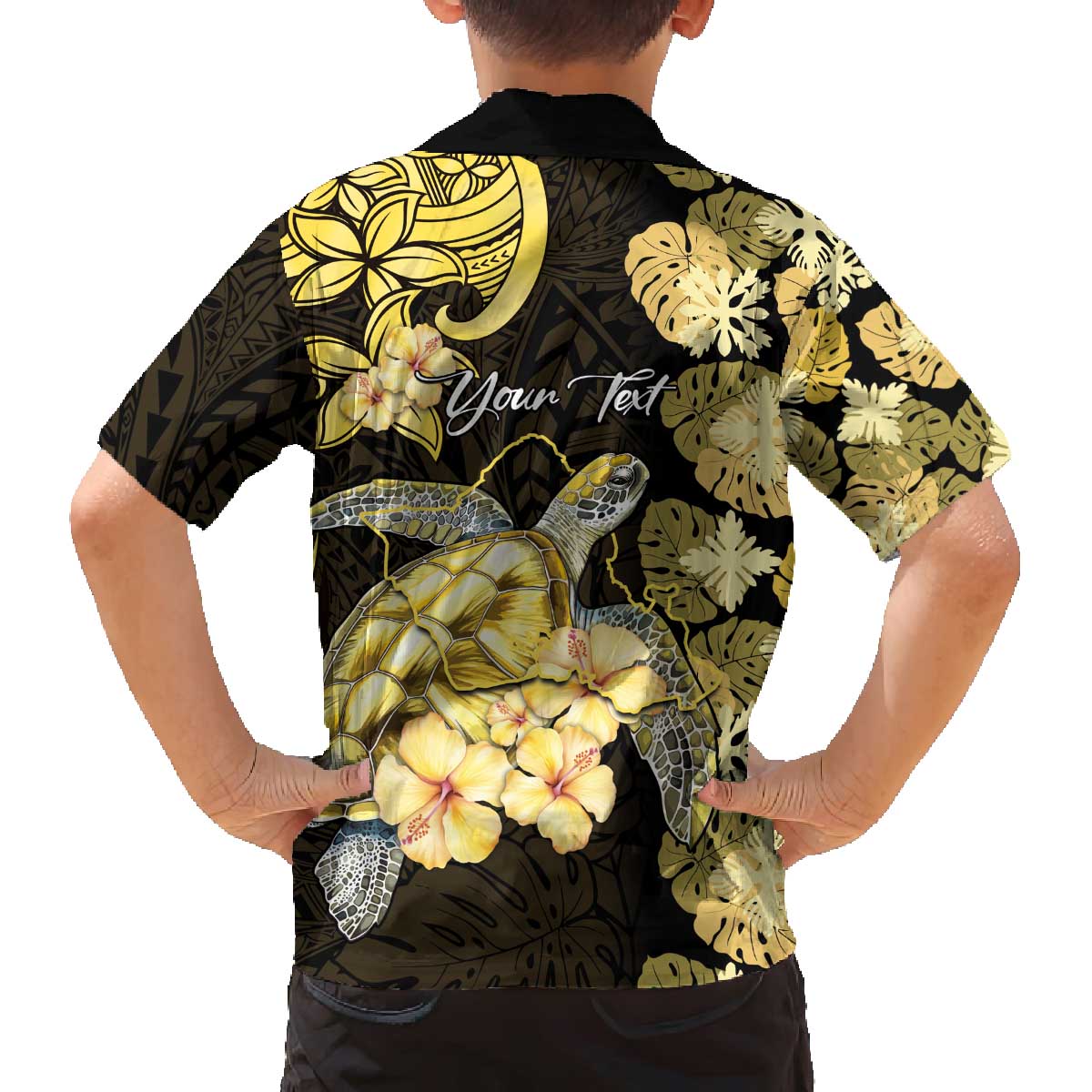 Personalised Aloha Hawaii Oahu Island Family Matching Off The Shoulder Long Sleeve Dress and Hawaiian Shirt Gathering Place Sea Turtle Ilima Flowers