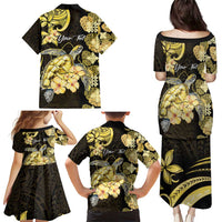 Personalised Aloha Hawaii Oahu Island Family Matching Puletasi and Hawaiian Shirt Gathering Place Sea Turtle Ilima Flowers LT14 - Polynesian Pride