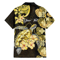 Personalised Aloha Hawaii Oahu Island Family Matching Short Sleeve Bodycon Dress and Hawaiian Shirt Gathering Place Sea Turtle Ilima Flowers