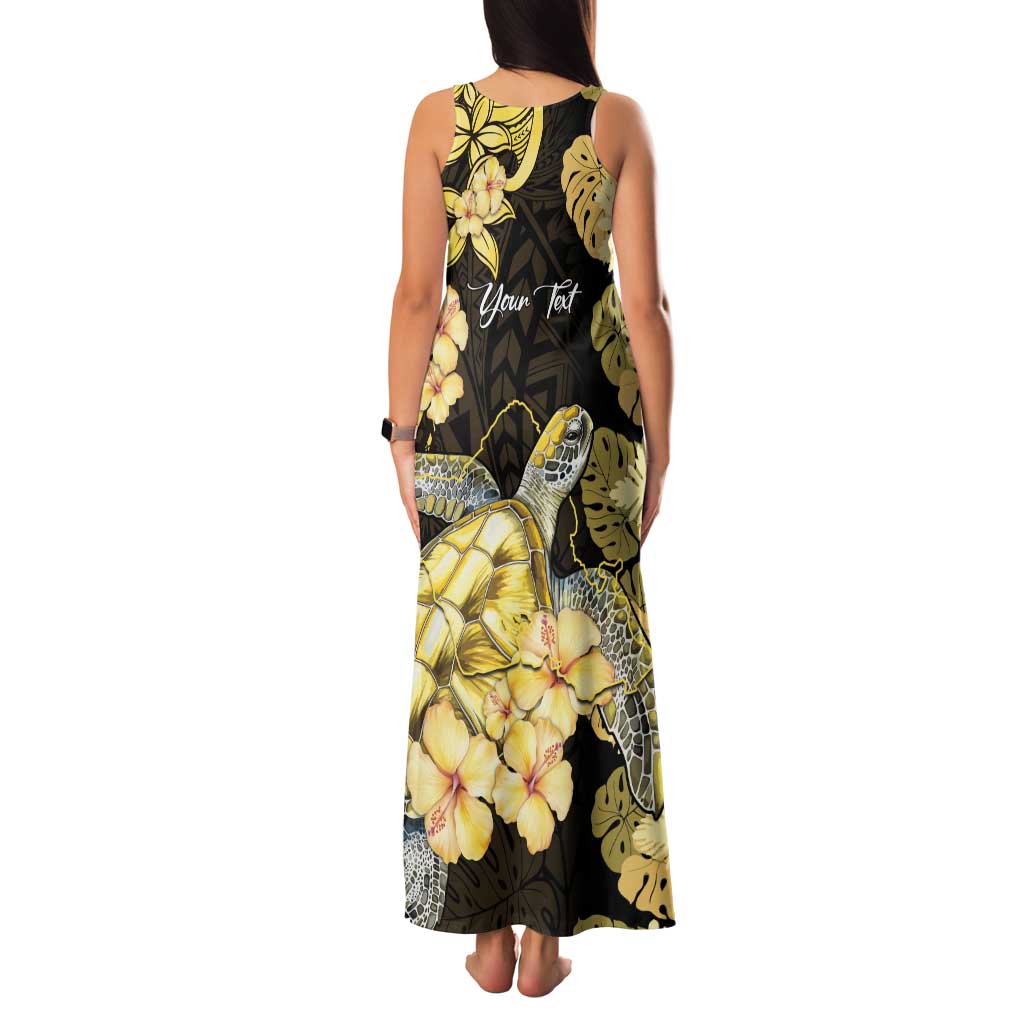 Personalised Aloha Hawaii Oahu Island Family Matching Tank Maxi Dress and Hawaiian Shirt Gathering Place Sea Turtle Ilima Flowers