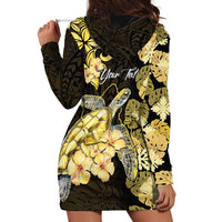 Personalised Aloha Hawaii Oahu Island Hoodie Dress Gathering Place Sea Turtle Ilima Flowers LT14 - Polynesian Pride