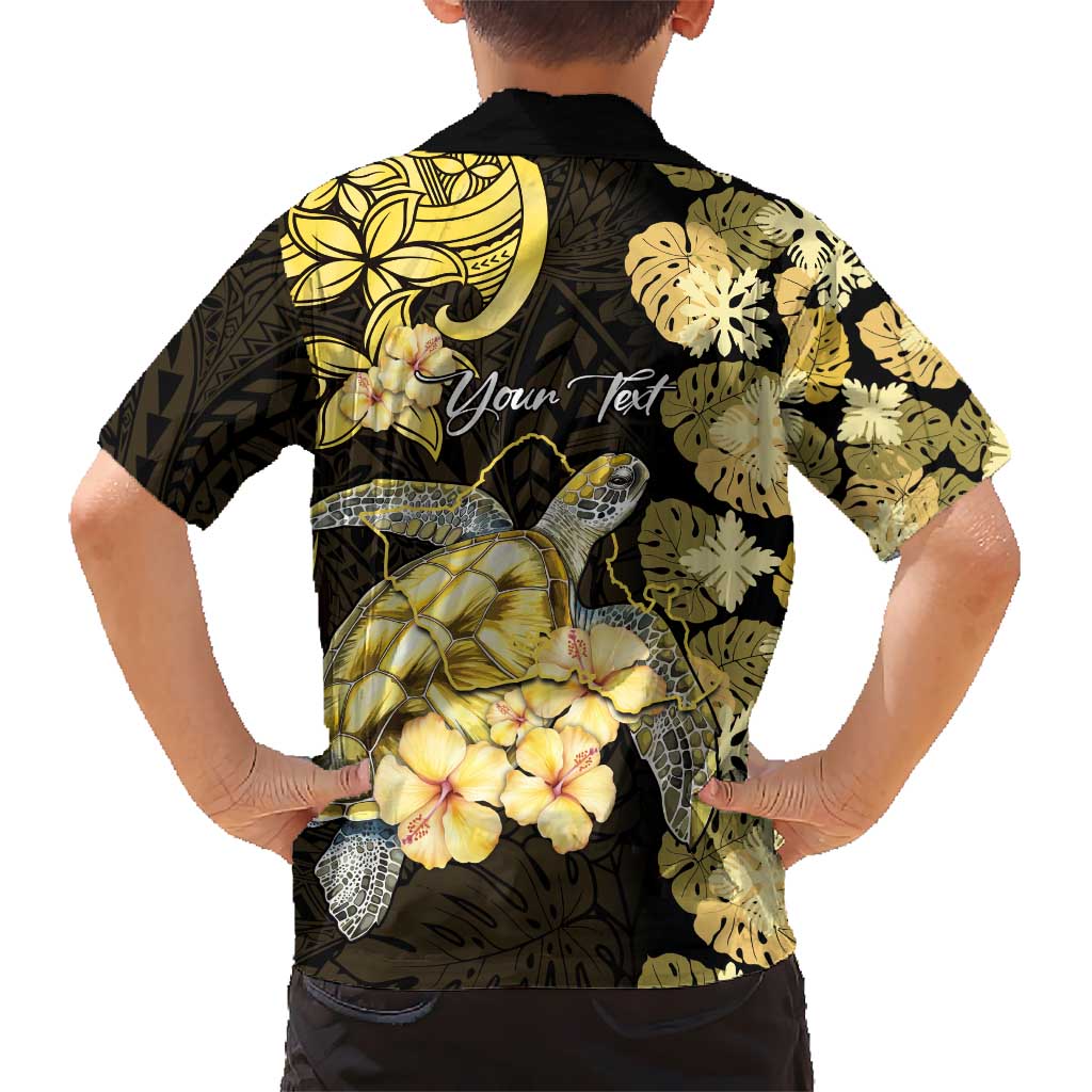 Personalised Aloha Hawaii Oahu Island Kid Hawaiian Shirt Gathering Place Sea Turtle Ilima Flowers LT14 - Polynesian Pride