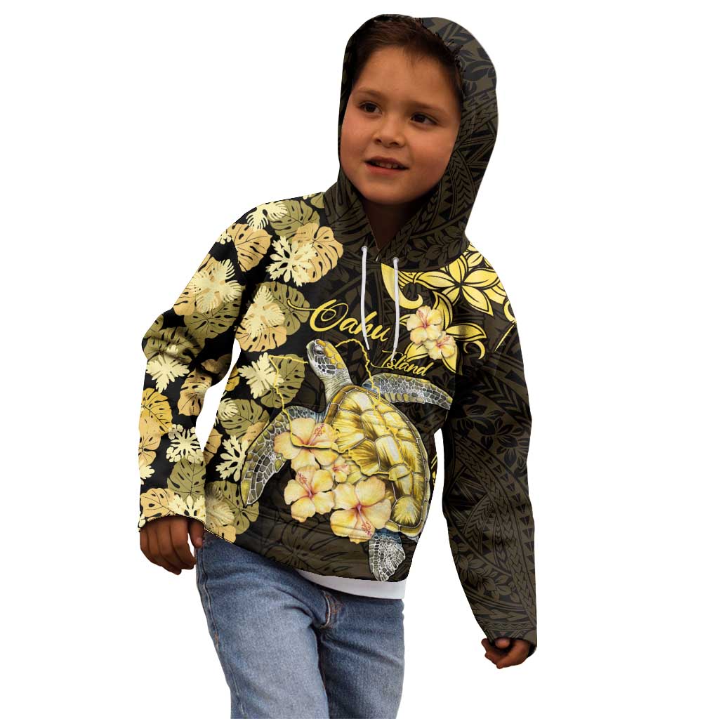 Personalised Aloha Hawaii Oahu Island Kid Hoodie Gathering Place Sea Turtle Ilima Flowers LT14 - Polynesian Pride