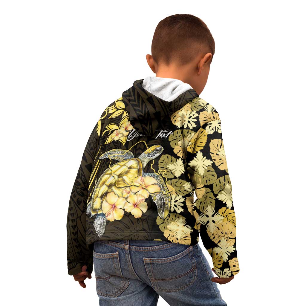 Personalised Aloha Hawaii Oahu Island Kid Hoodie Gathering Place Sea Turtle Ilima Flowers LT14 - Polynesian Pride