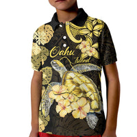 Personalised Aloha Hawaii Oahu Island Kid Polo Shirt Gathering Place Sea Turtle Ilima Flowers LT14 Kid Yellow - Polynesian Pride