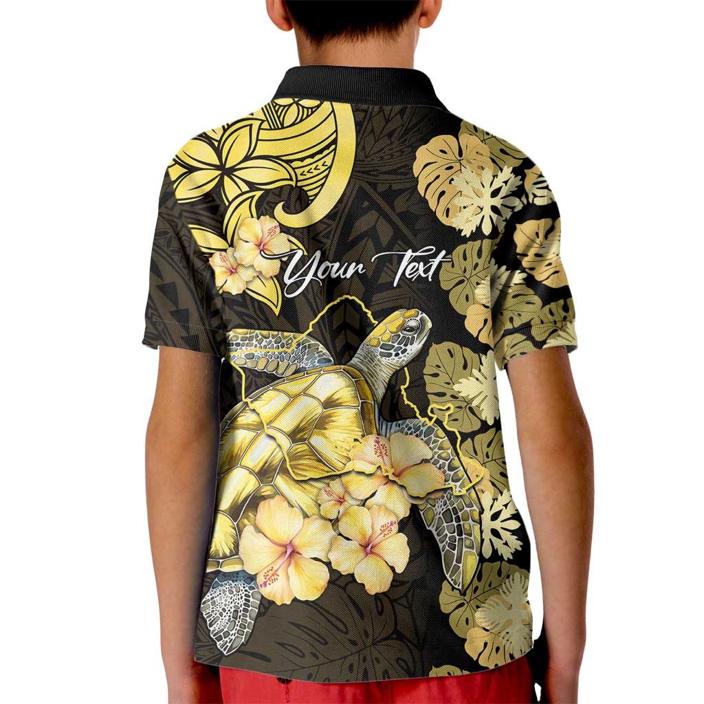 Personalised Aloha Hawaii Oahu Island Kid Polo Shirt Gathering Place Sea Turtle Ilima Flowers LT14 - Polynesian Pride