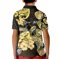 Personalised Aloha Hawaii Oahu Island Kid Polo Shirt Gathering Place Sea Turtle Ilima Flowers LT14 - Polynesian Pride