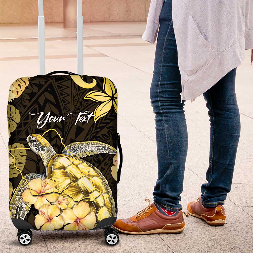 Personalised Aloha Hawaii Oahu Island Luggage Cover Gathering Place Sea Turtle Ilima Flowers LT14 Yellow - Polynesian Pride