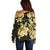 Personalised Aloha Hawaii Oahu Island Off Shoulder Sweater Gathering Place Sea Turtle Ilima Flowers