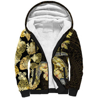 Personalised Aloha Hawaii Oahu Island Sherpa Hoodie Gathering Place Sea Turtle Ilima Flowers LT14 Unisex Yellow - Polynesian Pride
