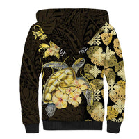 Personalised Aloha Hawaii Oahu Island Sherpa Hoodie Gathering Place Sea Turtle Ilima Flowers LT14 - Polynesian Pride