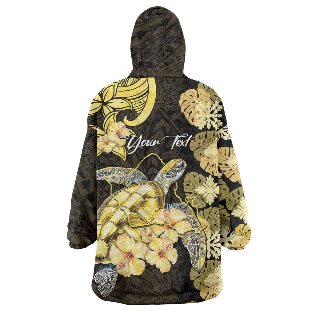 Personalised Aloha Hawaii Oahu Island Wearable Blanket Hoodie Gathering Place Sea Turtle Ilima Flowers LT14 - Polynesian Pride