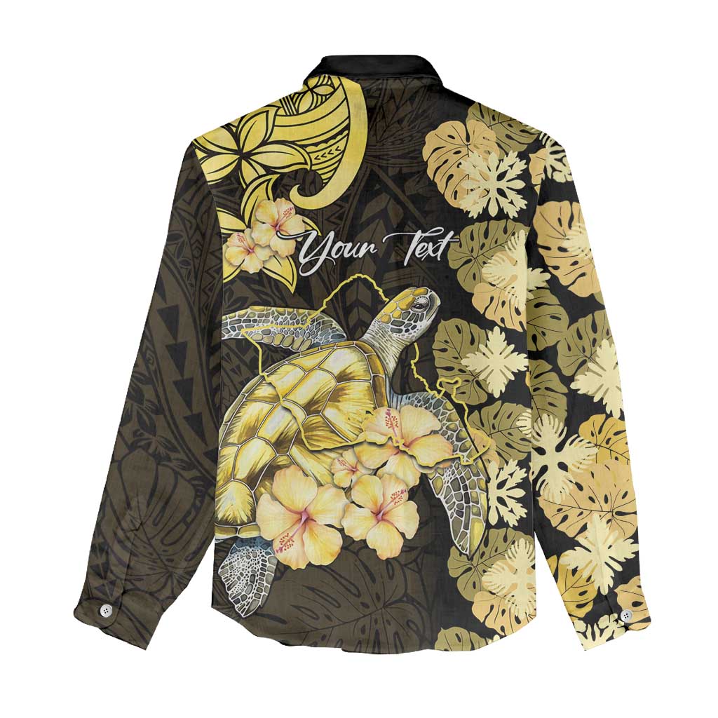 Personalised Aloha Hawaii Oahu Island Women Casual Shirt Gathering Place Sea Turtle Ilima Flowers LT14 - Polynesian Pride
