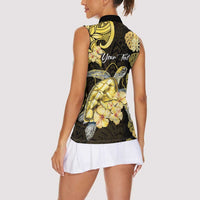 Personalised Aloha Hawaii Oahu Island Women Sleeveless Polo Shirt Gathering Place Sea Turtle Ilima Flowers LT14 - Polynesian Pride