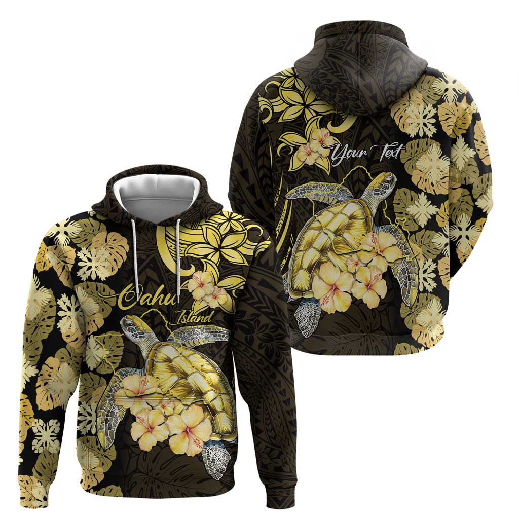 Personalised Aloha Hawaii Oahu Island Zip Hoodie Gathering Place Sea Turtle Ilima Flowers LT14 - Polynesian Pride