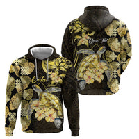 Personalised Aloha Hawaii Oahu Island Zip Hoodie Gathering Place Sea Turtle Ilima Flowers LT14 - Polynesian Pride