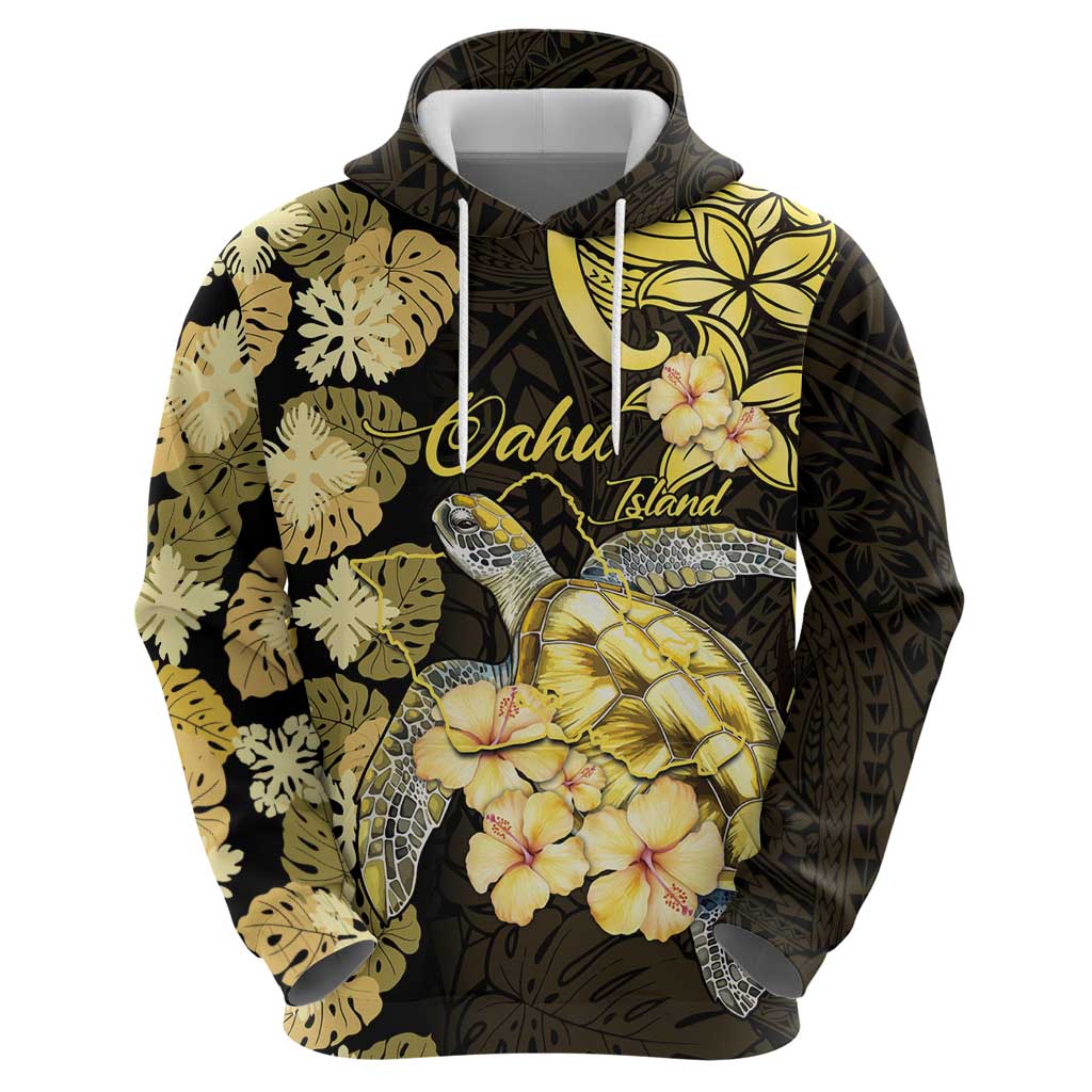 Personalised Aloha Hawaii Oahu Island Zip Hoodie Gathering Place Sea Turtle Ilima Flowers LT14 - Polynesian Pride