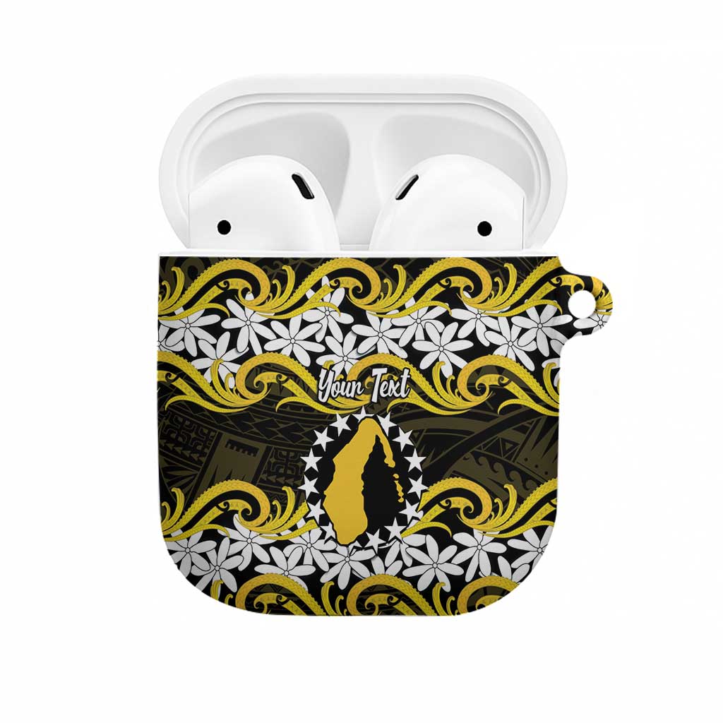 Personalised Cook Islands Aitutaki AirPods Case Tiare Maori Polynesian Waves Tattoo