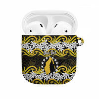 Personalised Cook Islands Aitutaki AirPods Case Tiare Maori Polynesian Waves Tattoo