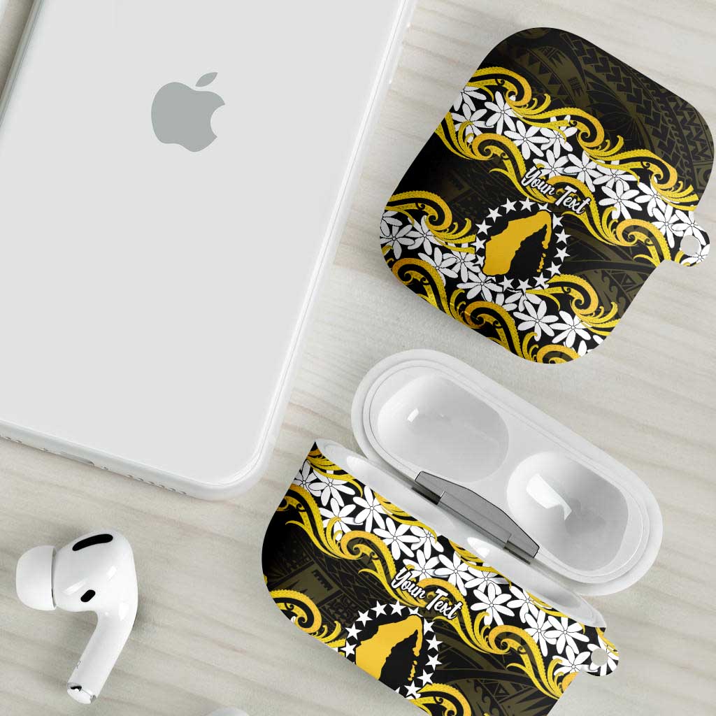 Personalised Cook Islands Aitutaki AirPods Case Tiare Maori Polynesian Waves Tattoo