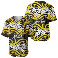Personalised Cook Islands Aitutaki Baseball Jersey Tiare Maori Polynesian Waves Tattoo