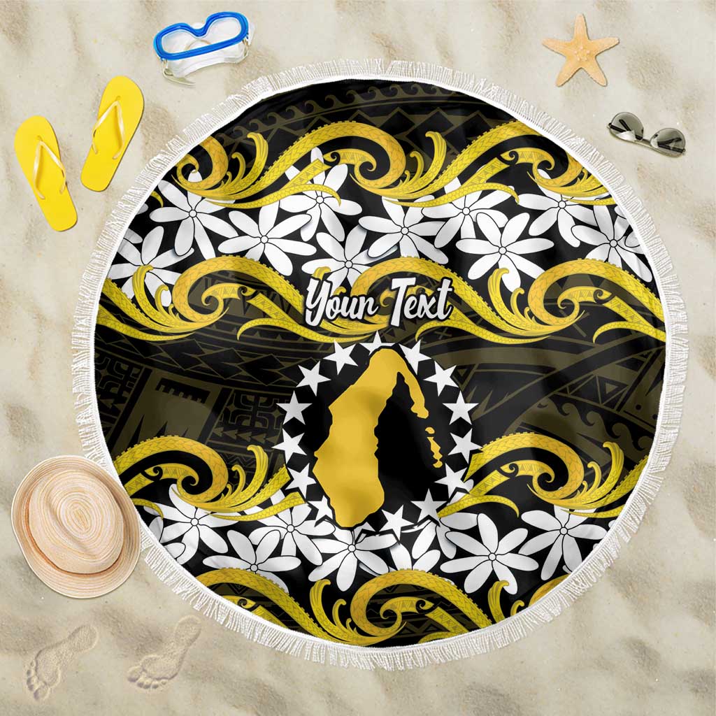 Personalised Cook Islands Aitutaki Beach Blanket Tiare Maori Polynesian Waves Tattoo