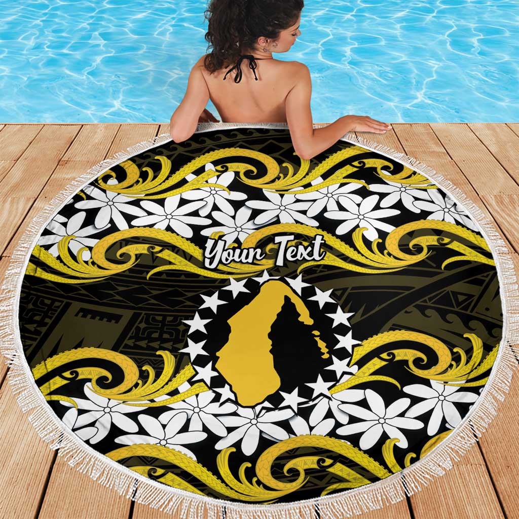 Personalised Cook Islands Aitutaki Beach Blanket Tiare Maori Polynesian Waves Tattoo