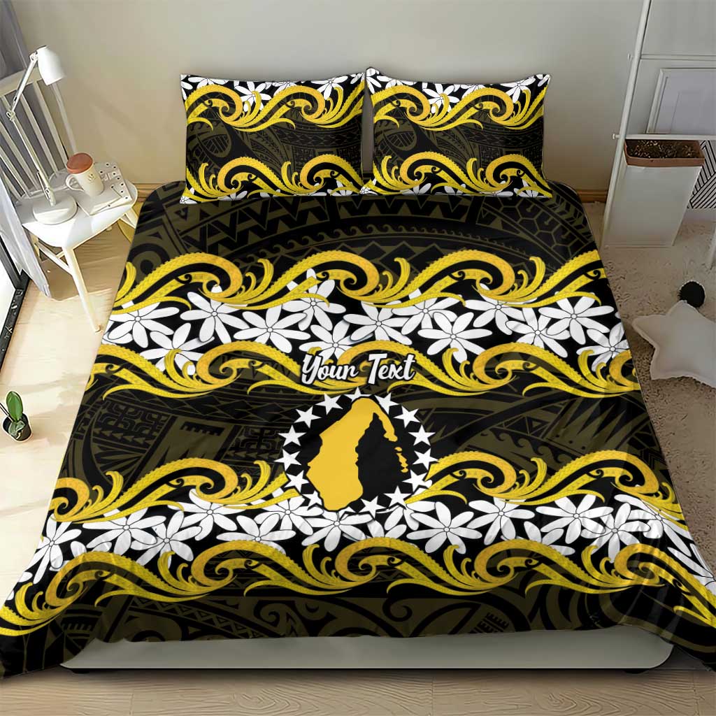Personalised Cook Islands Aitutaki Bedding Set Tiare Maori Polynesian Waves Tattoo