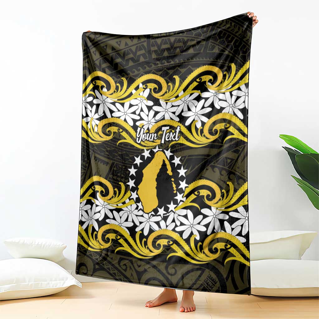 Personalised Cook Islands Aitutaki Blanket Tiare Maori Polynesian Waves Tattoo