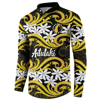 Personalised Cook Islands Aitutaki Button Sweatshirt Tiare Maori Polynesian Waves Tattoo