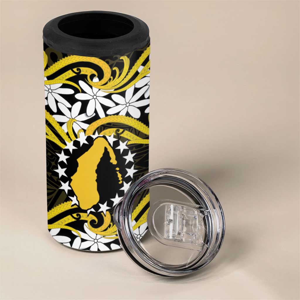 Personalised Cook Islands Aitutaki 4 in 1 Can Cooler Tumbler Tiare Maori Polynesian Waves Tattoo LT14 - Polynesian Pride