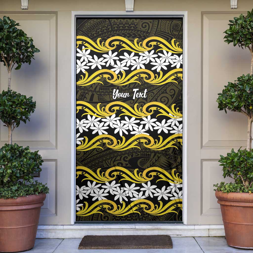 Personalised Cook Islands Aitutaki Door Cover Tiare Maori Polynesian Waves Tattoo