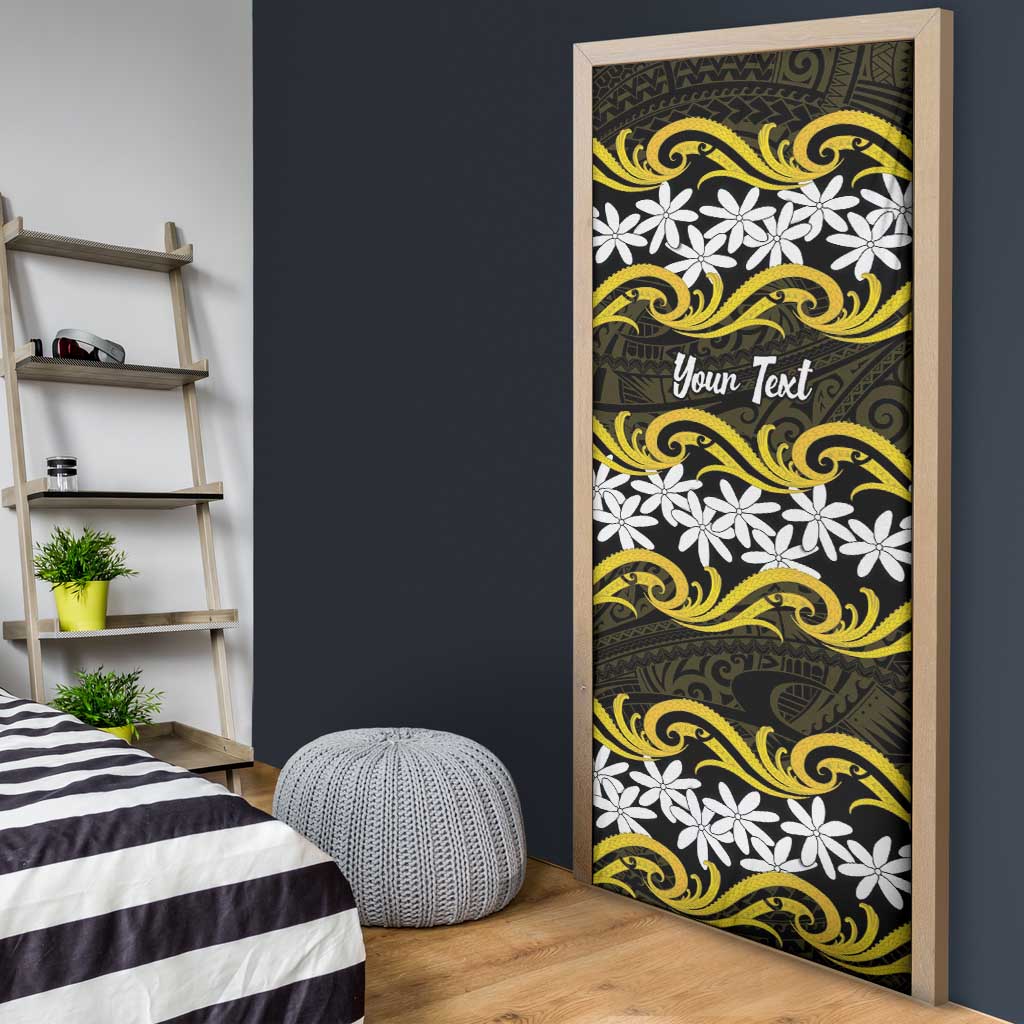 Personalised Cook Islands Aitutaki Door Cover Tiare Maori Polynesian Waves Tattoo