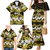 Personalised Cook Islands Aitutaki Family Matching Mermaid Dress and Hawaiian Shirt Tiare Maori Polynesian Waves Tattoo LT14 - Polynesian Pride